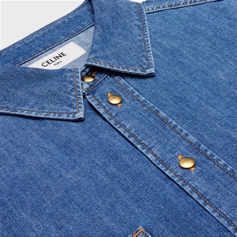 celine denim shirt women's|Celine cropped boyfriend shirt.